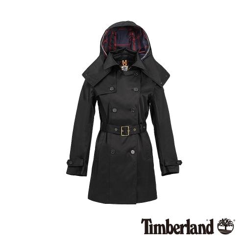 Timberland女款黑色防水雙排釦綁帶經典風衣B3101001