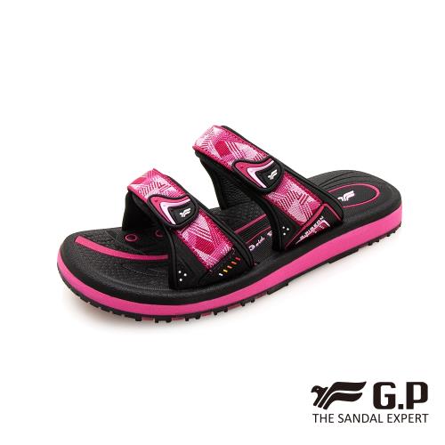 G.P 女款簡約織帶風格雙帶拖鞋G0573W-黑桃色(SIZE:36-39 共三色)