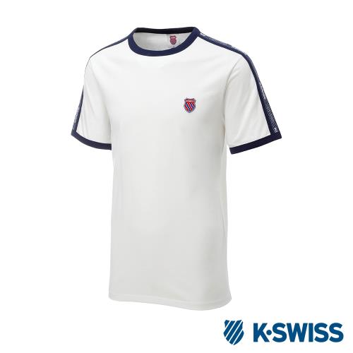K-SWISS Soft Cool T-Shirt印花短袖T恤-男-白