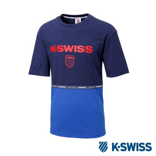 K-SWISS Soft Cool T-Shirt 印花短袖T恤-男-藍