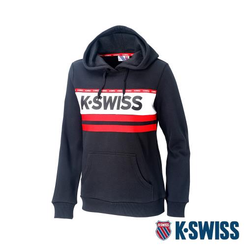 K-SWISS KS Logo Hoodie刷毛連帽上衣-女-黑