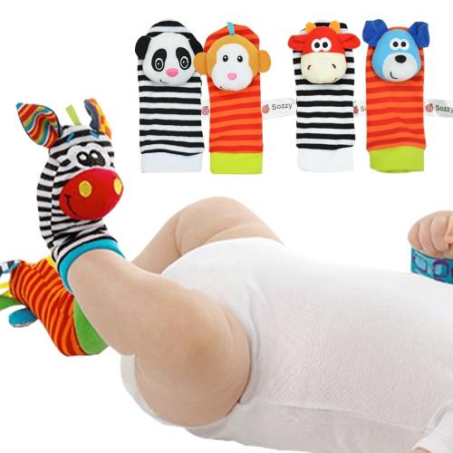 Colorland-2雙入-sozzy嬰兒襪子可愛動物造型搖鈴寶寶襪子