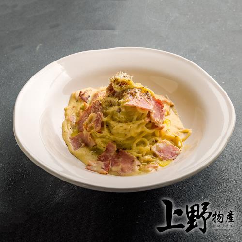 【上野物產】沙勒美白醬培根義大利麵 x24包(麵體+醬料包 300g土10%/包) (義大利麵 義式美食 鮭魚 團購 美食)