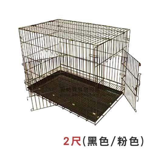 JB靜電烤漆折疊籠1.5尺雙門(黑色/粉色)