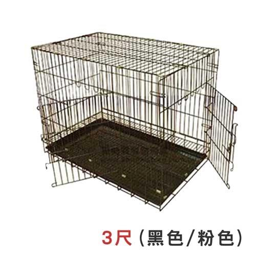 JB靜電烤漆折疊籠3尺雙門(黑色/粉色)