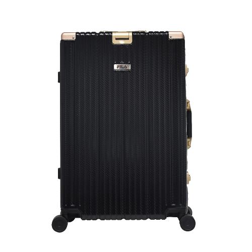 FILA 20吋碳纖維飾紋系列鋁框行李箱-墨黑金
