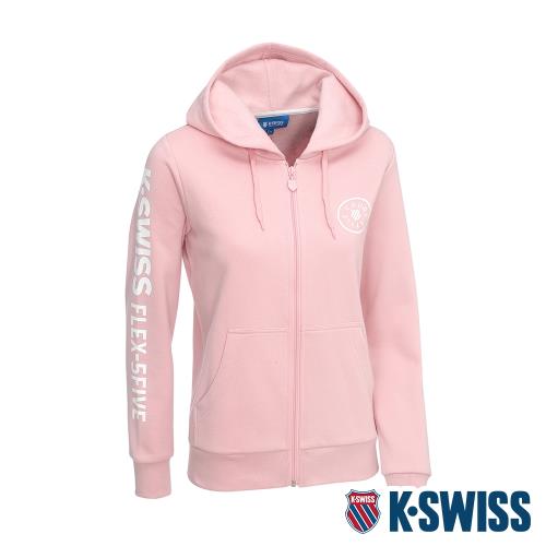 K-SWISS Branding Logo Hoodie Jacket刷毛連帽外套-女-粉紅