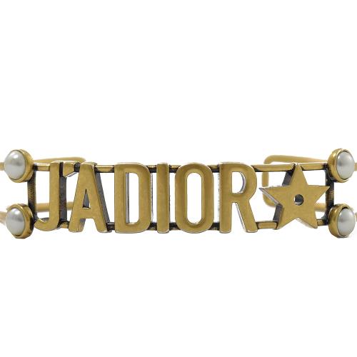 Christian Dior JADIOR 復古LOGO珠珠造型手環.金