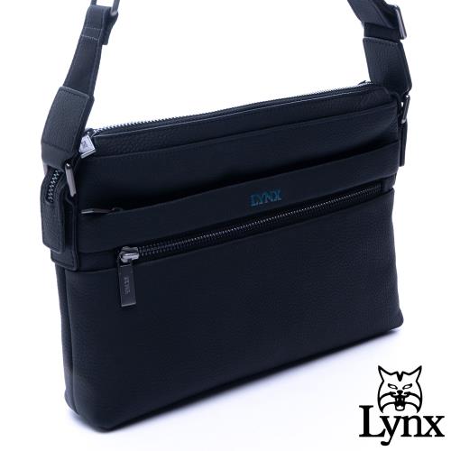 Lynx - 美國山貓商務紳士牛皮多拉鍊袋側背斜背包