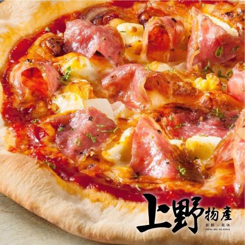 【上野物產】8吋薩克森香腸切達起司披薩 (255g土10%/片) x6片