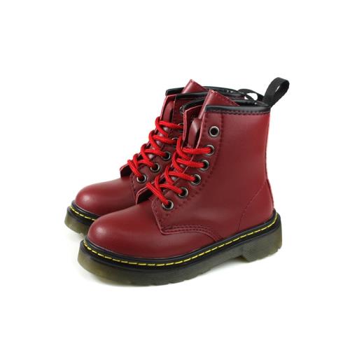 HABU 皮鞋 馬丁鞋 綁帶 紅色 童鞋 ZF01B-RD no025