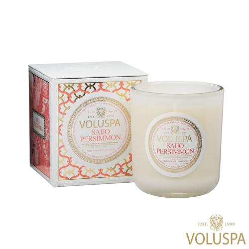 美國 VOLUSPA  Maison Blanc 白屋系列 Saijo Persimmon 西条柿子 浮雕玻璃罐 340g 香氛蠟燭