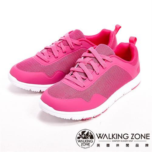 【WALKING ZONE】超輕量彈性運動休閒女鞋-桃(另有深藍)
