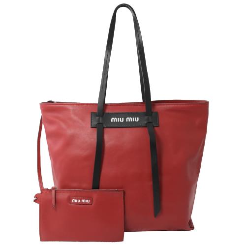 MIU MIU 5BG116 Grace Lux 小牛皮肩背托特包.紅