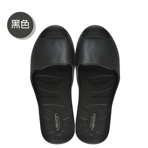 (MONZU)零著感一體成型防滑魚口室內外拖鞋-黑色