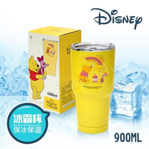 迪士尼Disney 雙層不鏽鋼真空 冰霸保冰保溫杯 巨無霸鋼杯 酷冰杯 隨行杯 900ml-小熊維尼(正版授權)