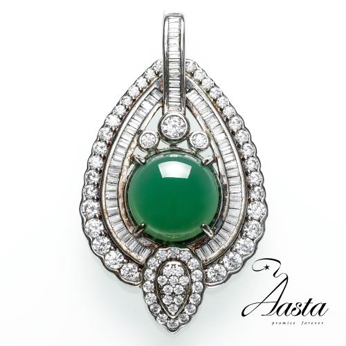 【Aasta Jewelry】5克拉天然翡翠藍寶墜頂級T鑽經典款