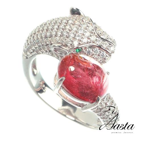 【Aasta Jewelry】2克拉天然紅寶碧璽女戒鑽豹款(目前最夯的紅色系寶石之一)