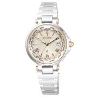 【CITIZEN星辰】xC知性柔美 鑽石光動能電波腕錶-米黃/29mm(EC1010-57P)