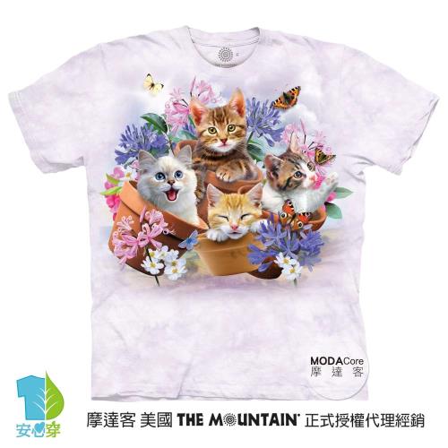 摩達客-美國進口The Mountain 花園貓咪哦耶 純棉環保藝術中性短袖T恤