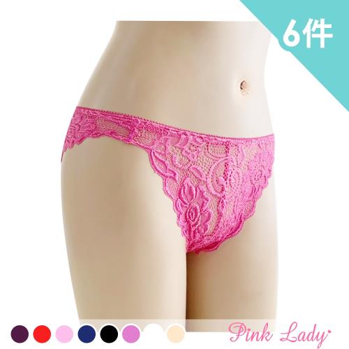 Pink Lady 古典花叢 性感無痕蕾絲低腰內褲7006(6件組)