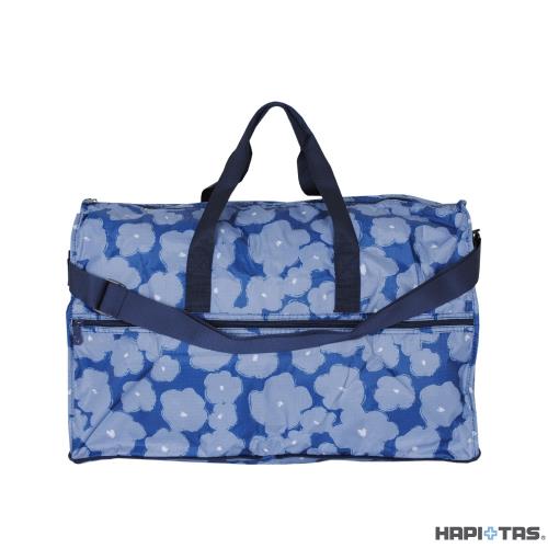 Traveler Station-HAPI+TAS 摺疊圓形旅行袋(大)-392深藍塗鴉花朵
