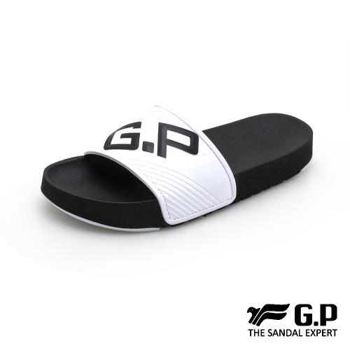GP 男款Be Better休閒舒適拖鞋G0566M-白黑色(SIZE:L-XXL 共三色) G.P(Gold.Pigon) 涼鞋 防水 雨天