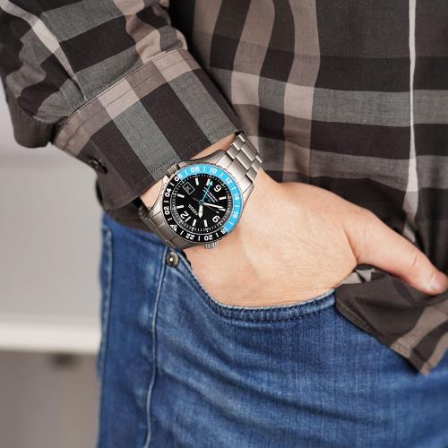 FOSSIL FB-GMT 限量鈦金屬200米潛水錶-灰 