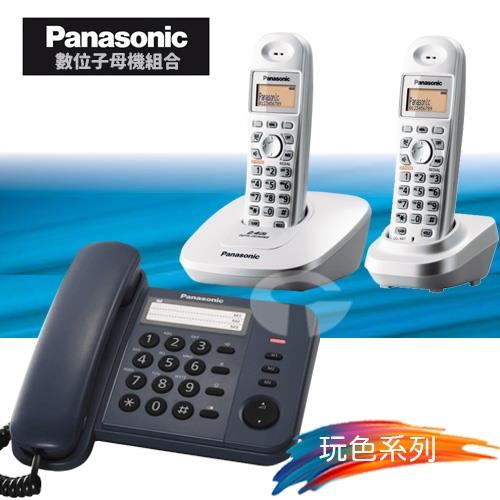 Panasonic 松下國際牌數位子母機電話組合 KX-TS520+KX-TG3612 (經典藍+時尚白)