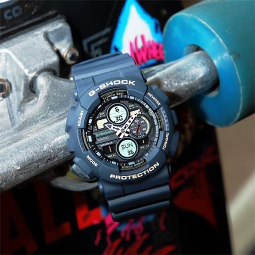 CASIO卡西歐G-SHOCK90年代音響概念手錶-土耳其藍GA-140-2A