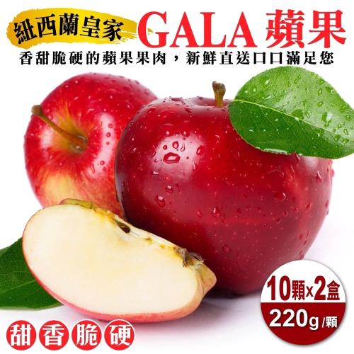 果物樂園-紐西蘭皇家級大顆GALA蘋果(10顆_每顆約220g/盒)x2盒