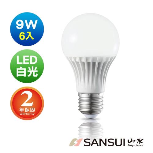 SANSUI山水 9W白光LED超廣角球燈泡(8入) MA2W06-9*8