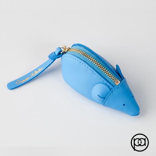 【PA真皮精品】小老鼠零錢包 (水藍色)