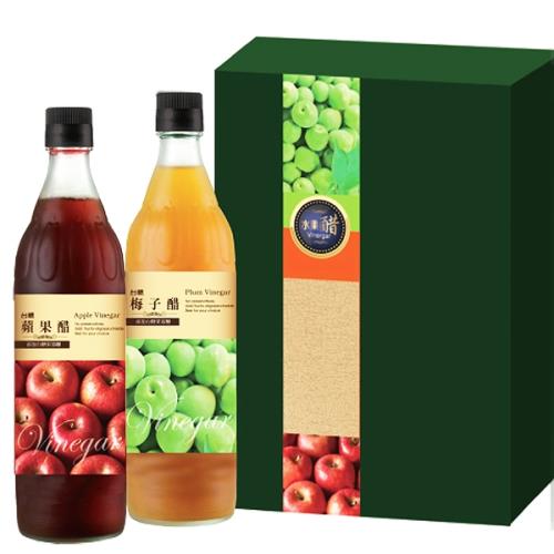 【台糖】水果醋禮盒(梅子+蘋果)_600ml/瓶