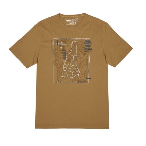 Timberland 男款小麥色地圖印花個性短袖T恤A2EV8P47