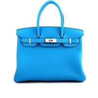 HERMES 銀釦BIRKIN 30CM TOGO皮 (Blue Zanzibar/孔雀綠(B3/Z6)