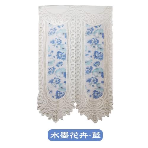 (寬85 CM*長150 CM±5)台灣製造日式和風門簾-水墨花卉-藍