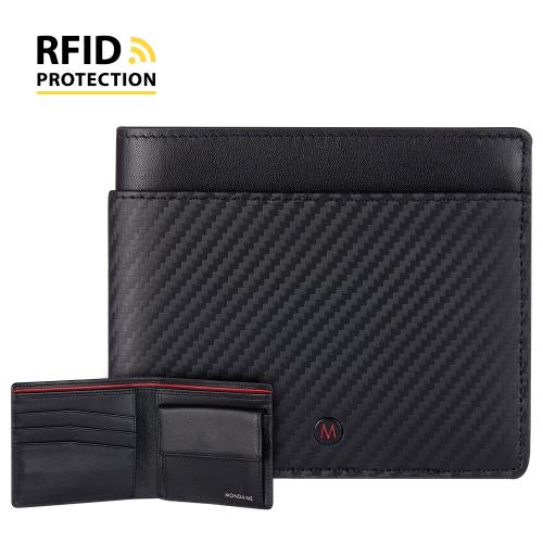 【MONDAINE 瑞士國鐵】蘇黎世系列RFID防盜 8卡零錢包短夾(碳纖維紋)