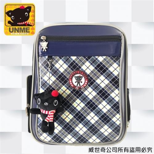 (UnMe)台灣製專櫃書包／減壓書包／中高年級適用(藍格3214)