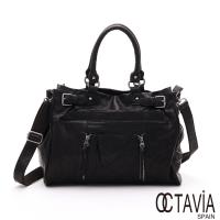 OCTAVIA8 真皮 - SOMETHING 羊皮手提肩背大公事包 - 自我黑