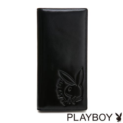 PLAYBOY- 翻蓋長夾  rabbithead系列-黑色