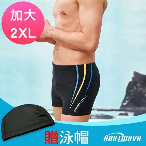 Heatwave熱浪 加大男泳褲 四角平口-海流線(2XL)贈泳帽359