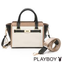 PLAYBOY- 手提包-附長背帶/寬背帶 摩登都市系列 -棕色