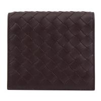 BOTTEGA VENETA 390881 編織小羊皮扣式名片夾.咖紅