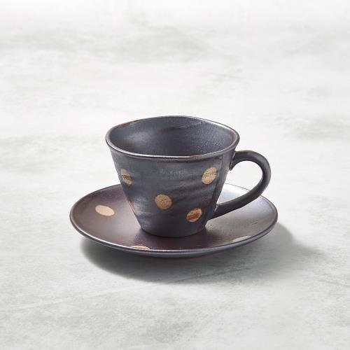 有種創意 - 日本美濃燒 - 寬口咖啡杯碟組 - 紫羊羹白玉