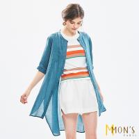 MONS質感休閒棉麻長版罩衫(一款三色)