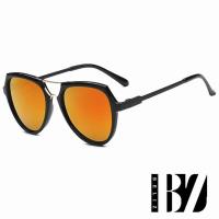 爆殺299元-BeLiz反射漸變 金屬交錯黑圓框墨鏡 夕陽橘