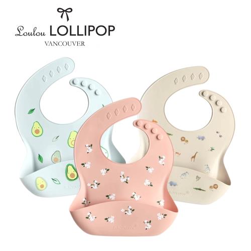 Loulou Lollipop 加拿大 寬口立體矽膠防漏圍兜/防水圍兜/寶寶吃飯圍兜 - 多款可選