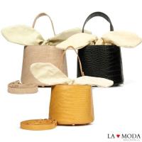 【La Moda】創意滿點超CUTE大耳朵設計蛇紋壓紋面料肩背桶包小包(共3色)