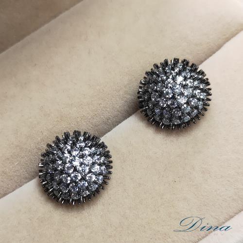 【DINA 蒂娜珠寶】刺蝟 CZ鑽石造型耳環(TM2769)
